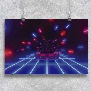 80S Retro Loop Vintage Car Poster -Image by Shutterstock