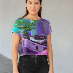 Vaporwave Aesthetic All-Over Print Crop Tee